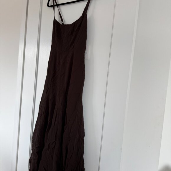 NWT Reformation Eridania Maxi Dress In Mole Brown Sz 4 Thigh High Side Slit - Picture 4 of 10